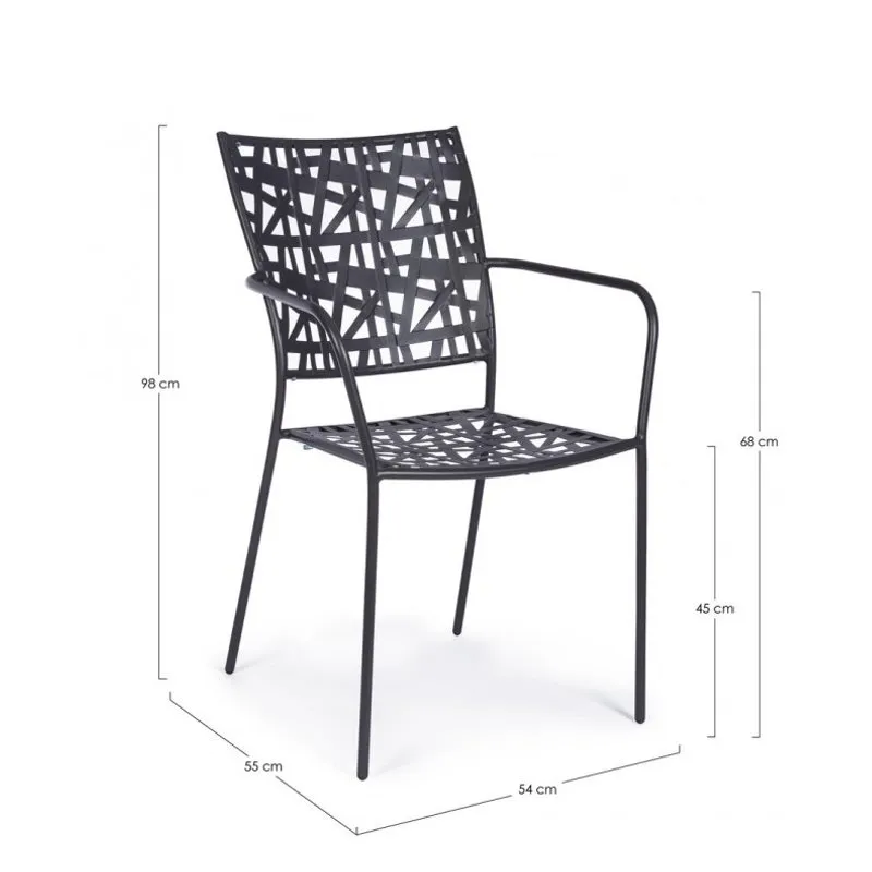 Bizzotto outdoor Sedia con braccioli Kelsie antracite